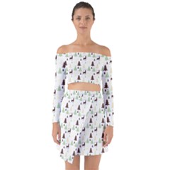 Reindeer Tree Forest Off Shoulder Top With Skirt Set by patternstudio