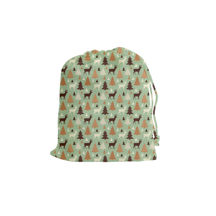 Reindeer Tree Forest Art Drawstring Pouches (Medium) 