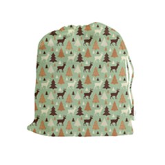 Reindeer Tree Forest Art Drawstring Pouches (extra Large) by patternstudio