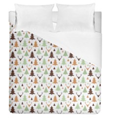 Reindeer Christmas Tree Jungle Art Duvet Cover (queen Size) by patternstudio