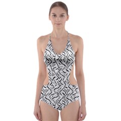 Wavy Intricate Seamless Pattern Design Cut-out One Piece Swimsuit by dflcprints