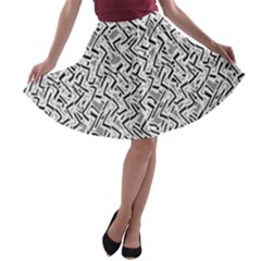 Wavy Intricate Seamless Pattern Design A-line Skater Skirt by dflcprints