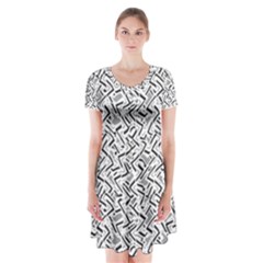 Wavy Intricate Seamless Pattern Design Short Sleeve V-neck Flare Dress by dflcprints