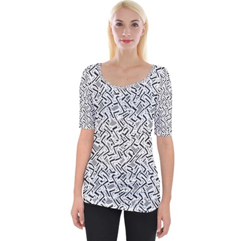 Wavy Intricate Seamless Pattern Design Wide Neckline Tee by dflcprints