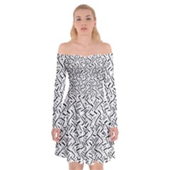 Wavy Intricate Seamless Pattern Design Off Shoulder Skater Dress by dflcprints