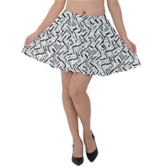 Wavy Intricate Seamless Pattern Design Velvet Skater Skirt