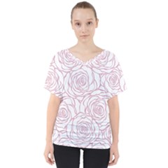 Pink Peonies V-neck Dolman Drape Top