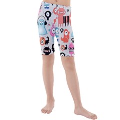 Funky Monsters Pattern Kids  Mid Length Swim Shorts by Bigfootshirtshop