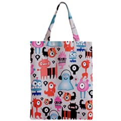 Funky Monsters Pattern Zipper Classic Tote Bag by Bigfootshirtshop