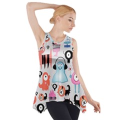 Funky Monsters Pattern Side Drop Tank Tunic by Bigfootshirtshop