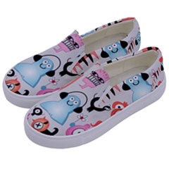 Funky Monsters Pattern Kids  Canvas Slip Ons by Bigfootshirtshop