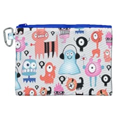 Funky Monsters Pattern Canvas Cosmetic Bag (xl)