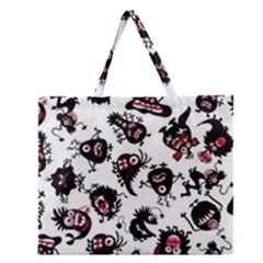 Goofy Monsters Pattern  Zipper Large Tote Bag by Bigfootshirtshop