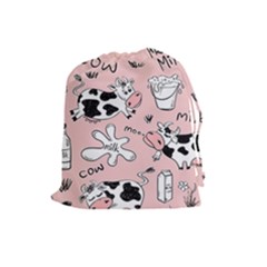 Fresh Milk Cow Pattern Drawstring Pouches (large)  by Bigfootshirtshop