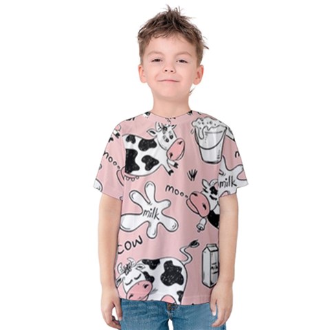 Fresh Milk Cow Pattern Kids  Cotton Tee by Bigfootshirtshop