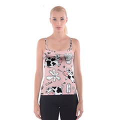 Fresh Milk Cow Pattern Spaghetti Strap Top by Bigfootshirtshop