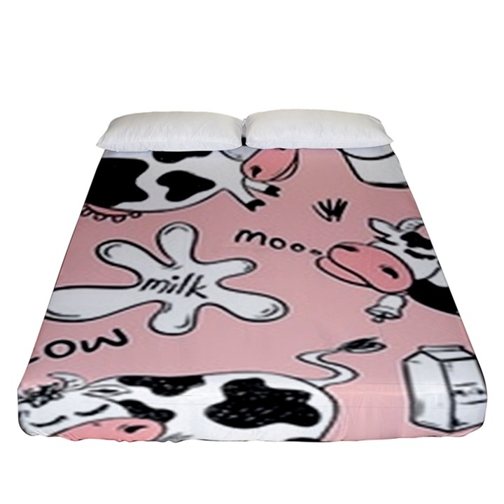 Fresh Milk Cow Pattern Fitted Sheet (Queen Size)