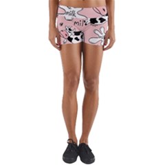 Fresh Milk Cow Pattern Yoga Shorts