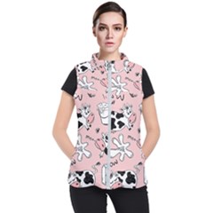 Fresh Milk Cow Pattern Women s Puffer Vest