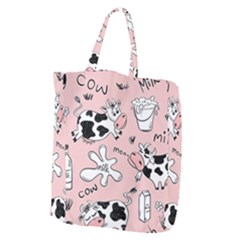 Fresh Milk Cow Pattern Giant Grocery Zipper Tote