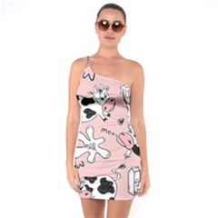 Fresh Milk Cow Pattern One Soulder Bodycon Dress by Bigfootshirtshop