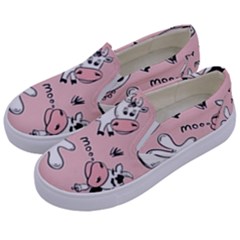 Fresh Milk Cow Pattern Kids  Canvas Slip Ons by Bigfootshirtshop