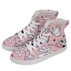 Fresh Milk Cow Pattern Men s Hi-top Skate Sneakers