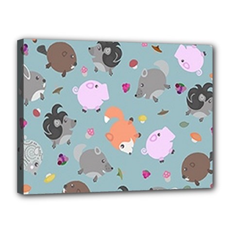 Little Round Animal Friends Canvas 16  X 12  by Bigfootshirtshop