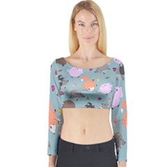 Little Round Animal Friends Long Sleeve Crop Top by Bigfootshirtshop