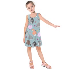 Little Round Animal Friends Kids  Sleeveless Dress by Bigfootshirtshop