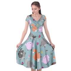 Little Round Animal Friends Cap Sleeve Wrap Front Dress by Bigfootshirtshop