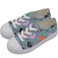 Little Round Animal Friends Kids  Low Top Canvas Sneakers by Bigfootshirtshop