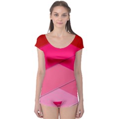 Geometric Shapes Magenta Pink Rose Boyleg Leotard  by Celenk