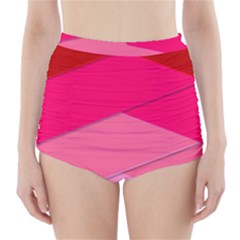 Geometric Shapes Magenta Pink Rose High-waisted Bikini Bottoms