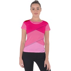 Geometric Shapes Magenta Pink Rose Short Sleeve Sports Top 