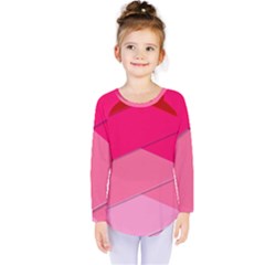 Geometric Shapes Magenta Pink Rose Kids  Long Sleeve Tee