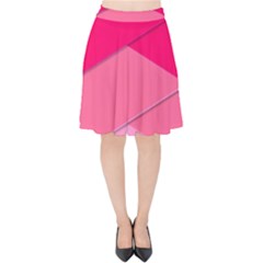 Geometric Shapes Magenta Pink Rose Velvet High Waist Skirt