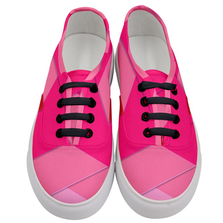 Geometric Shapes Magenta Pink Rose Women s Classic Low Top Sneakers