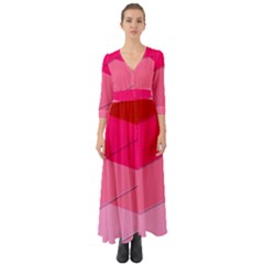 Geometric Shapes Magenta Pink Rose Button Up Boho Maxi Dress