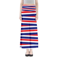 Red White Blue Patriotic Ribbons Full Length Maxi Skirt by Celenk