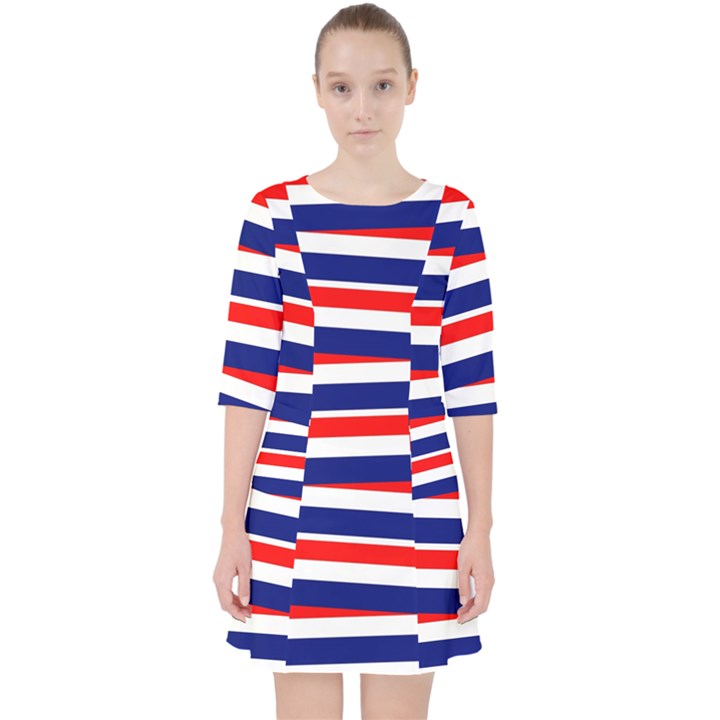 Red White Blue Patriotic Ribbons Pocket Dress