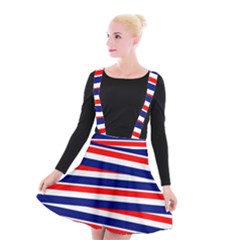 Red White Blue Patriotic Ribbons Suspender Skater Skirt by Celenk