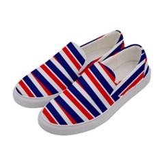 Red White Blue Patriotic Ribbons Women s Canvas Slip Ons by Celenk