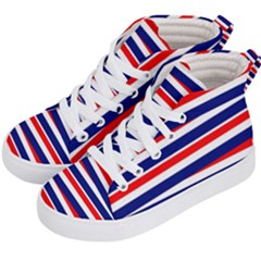 Red White Blue Patriotic Ribbons Kid s Hi-top Skate Sneakers