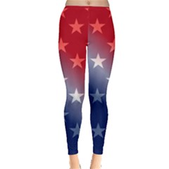 America Patriotic Red White Blue Leggings  by Celenk