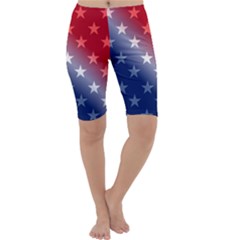 America Patriotic Red White Blue Cropped Leggings  by Celenk