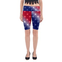 America Patriotic Red White Blue Yoga Cropped Leggings by Celenk