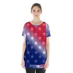 America Patriotic Red White Blue Skirt Hem Sports Top