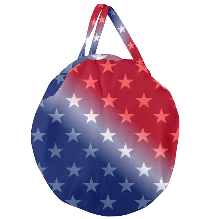 America Patriotic Red White Blue Giant Round Zipper Tote