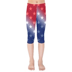 America Patriotic Red White Blue Kids  Capri Leggings  by Celenk